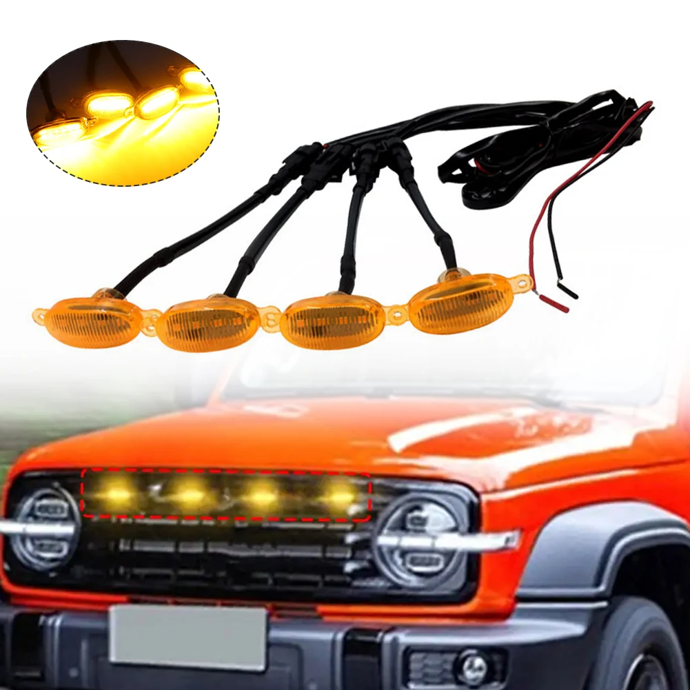 

12V LED Car Grille Light Yellow Light Daytime Running Light DRL Decorative Warning Light Haze Light for Pickup Truck SUV