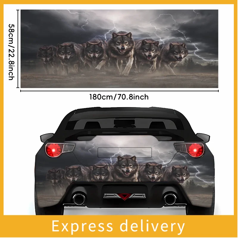 

2Pc car tail decal, wolf pack running pattern sticker 2D flat pattern sticker, suitable for car tail, bumper, etc., motorcycle