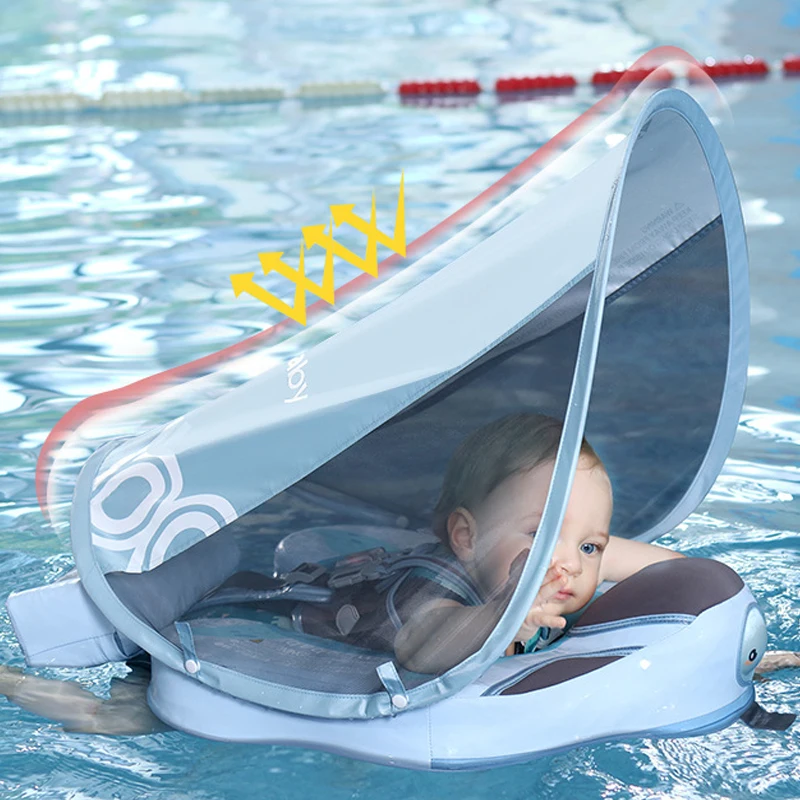 

Mambobaby Float Non Inflatable Upgrade Soft Baby Swimming Float Infants Swimming Training UPF 50+ UV Sun Protection Canopy