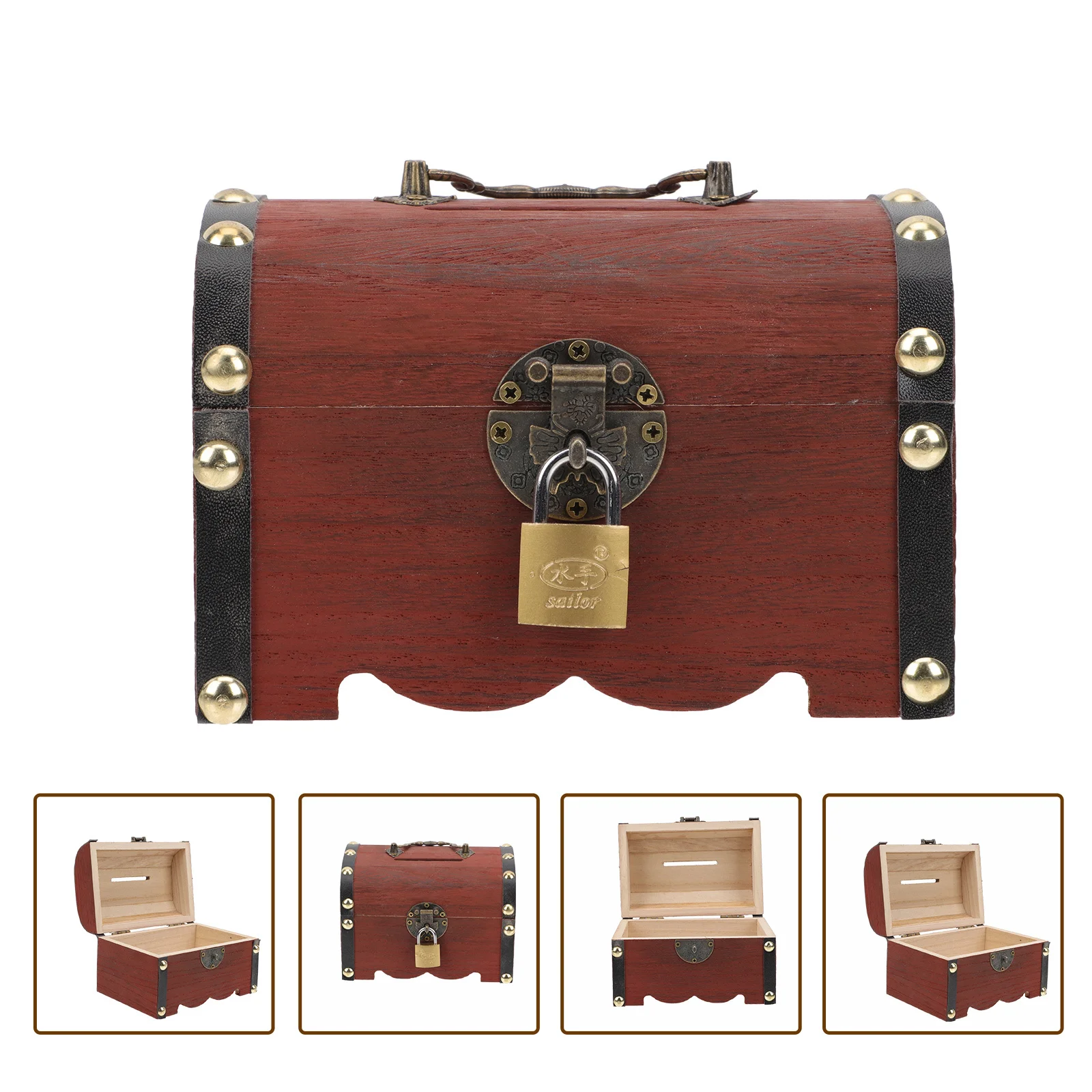 

Wooden Piggy Bank Retro Style Lockable Money Saving Box Durable Coin Storage Case Vintage Decorative Safe Treasure Box