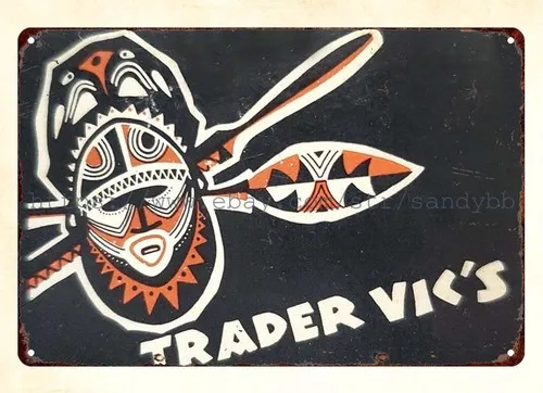 interior ideas Trader Vics San Francisco Oakland California metal tin sign