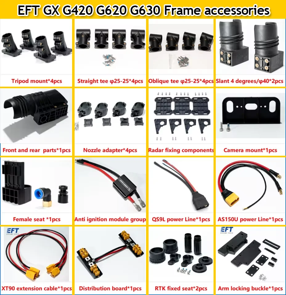 EFT Folding Tripod Fixed Seat Three-Way Distribution Board Power Cord RTK Fixed for GX G420 G620 G630 Frame Agricultural Drone