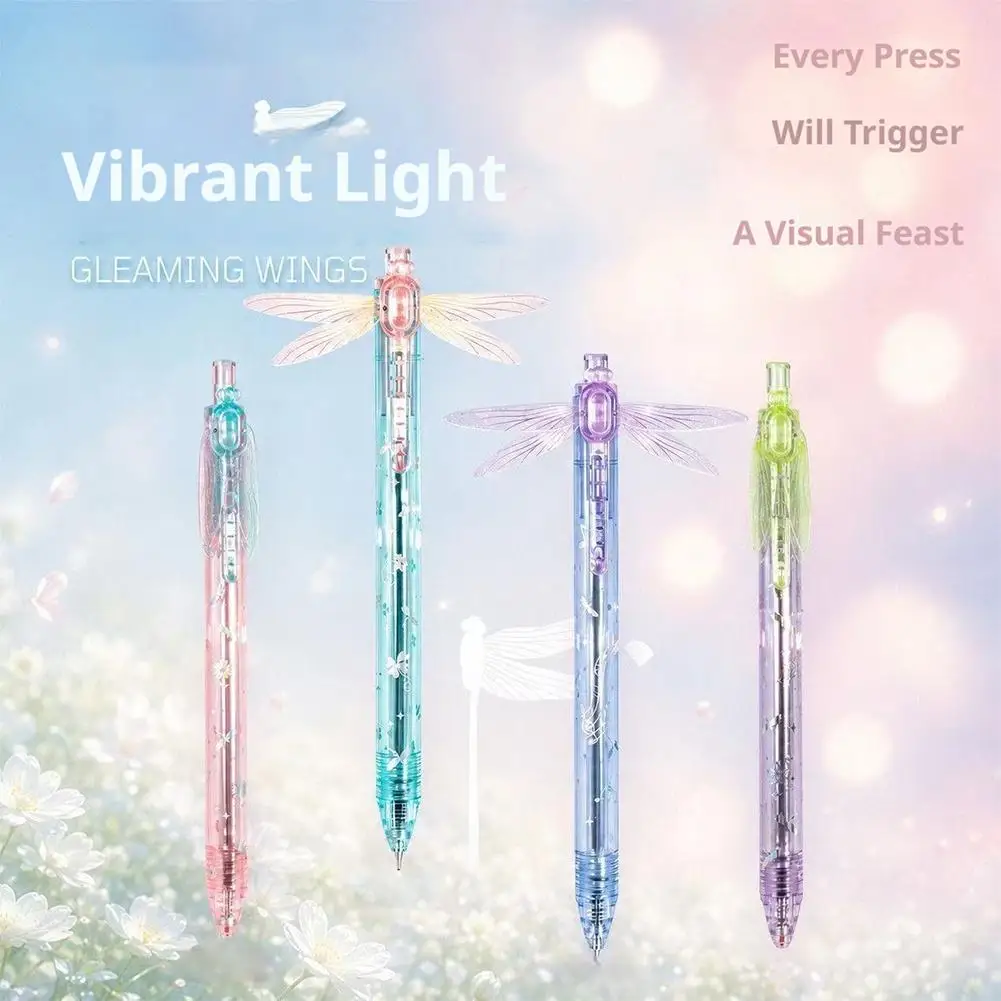 Retractable Dragonfly Gel Pen With Quick Drying Black Ink And Transparent Barrel For Classroom Notes And Daily Homework Writing
