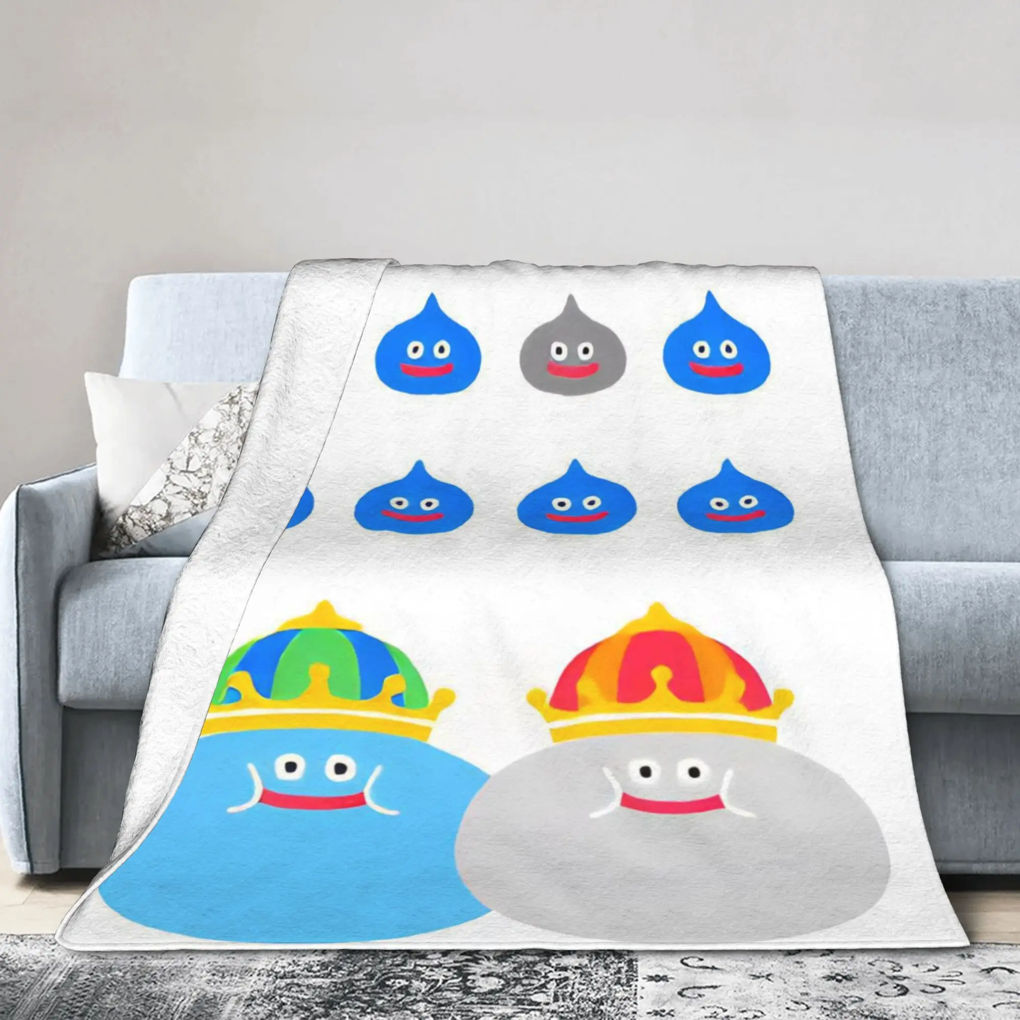 D-Dragon Quest Slimes Plush Blanket Children  Flannel Throw Blanket For Living Room Warm Soft Quality Bedspread Birthday Gift