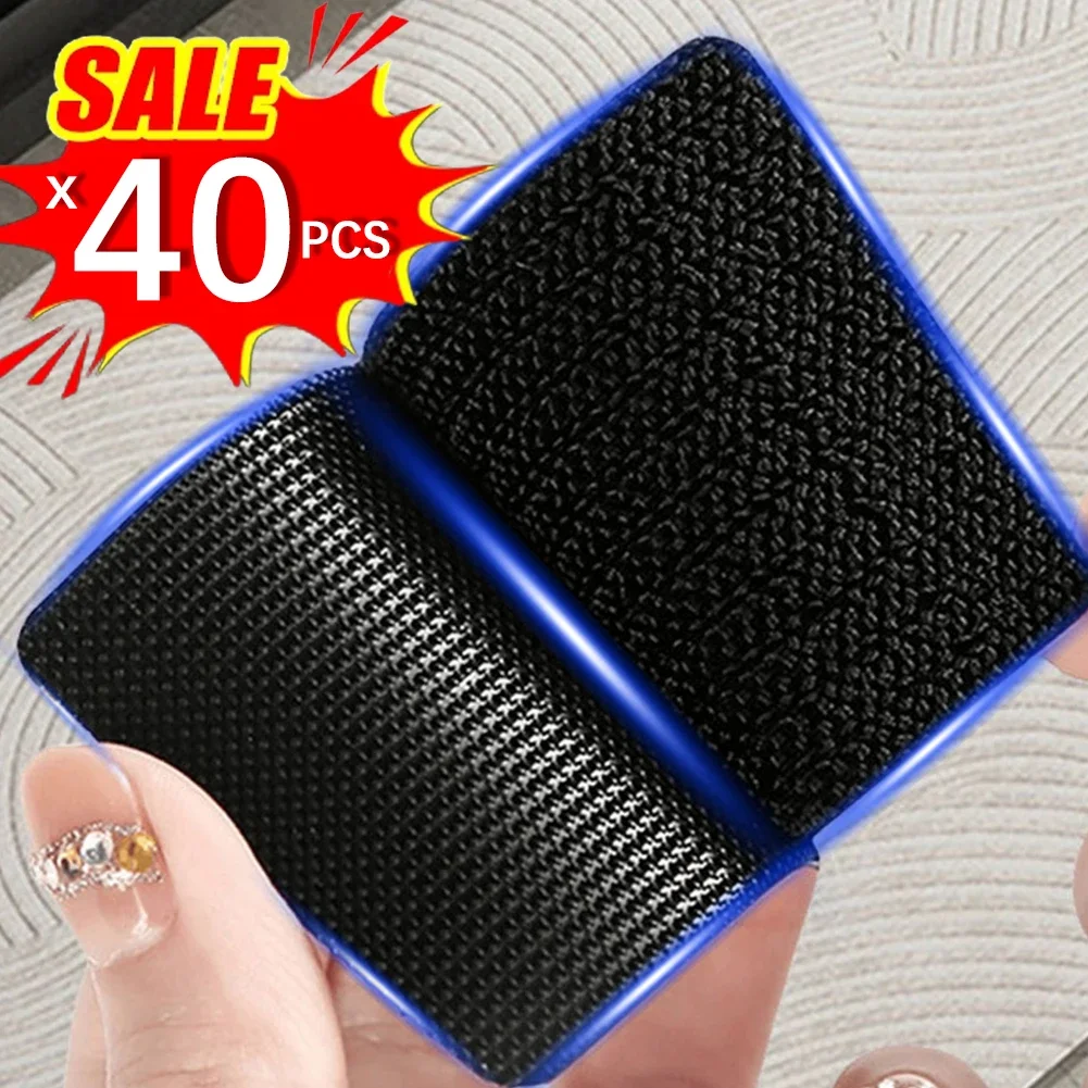 40-2pcs Car Carpet Fixing Stickers Strong Self-Adhesive Car Floor Mats Fixed Patches Anti-Skid Grip Tapes for Home Carpet Sheets