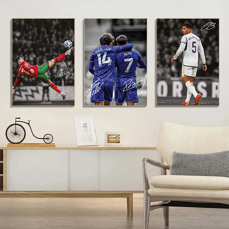 World Famous Football Star Player Soccer Sport Highlights Print Canvas Painting Wall Art Pictures Living Room Stadium Home Decor
