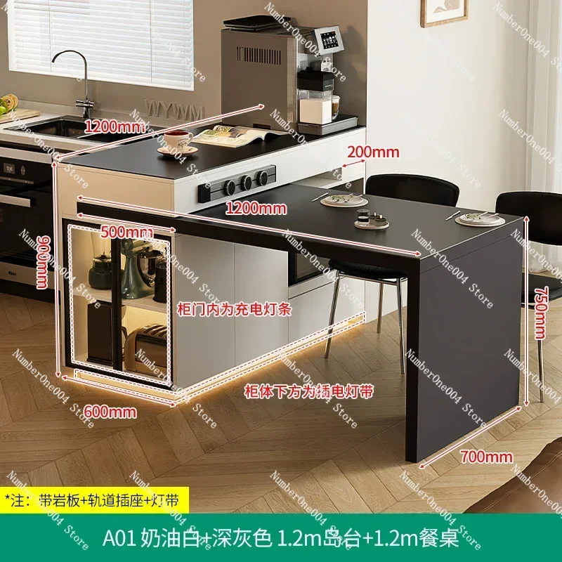 Applicable to Kitchen Island Dining Table Integrated Household Rotating Retractable Stone Plate Medium Kitchen Island