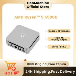 2025 GenMachine Mini PC 5500U AMD  Windows 11 Ryzen 2.1GHz Up to 4.0GHz DDR4 64GB WiFi6 NUC Gaming Pc Diy Gaming Computer