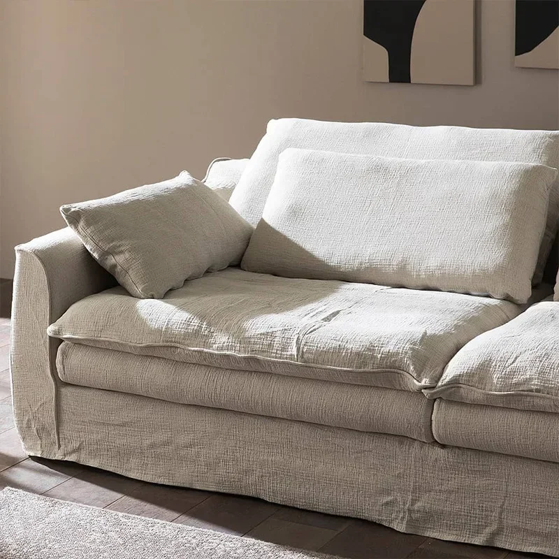 أمريكا الشمالية نسيج القطن والكتان الأبيض الياباني وابي سابي شقة صغيرة الشمال أسفل أريكة الكتان القابلة للإزالة بالكامل الشمال #5