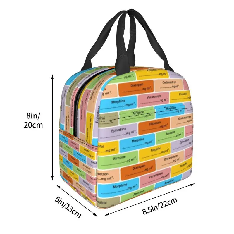 الطبية ممرضة التخدير الدواء تسميات حقيبة الغداء ، المحمولة الحرارية برودة ، صندوق معزول للنساء والأطفال ، الغذاء حمل الحقائب
