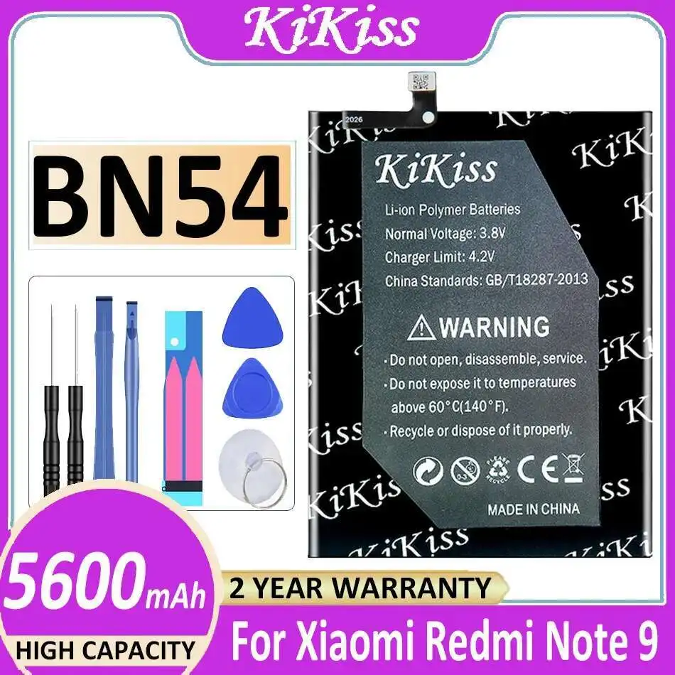 

Для Xiaomi Redmi Note 9 5G note9 5G Redmi 10X 4G Redmi10X 4G 5600 мАч Легкий аккумулятор для мобильного телефона BN54 Высокая производительность