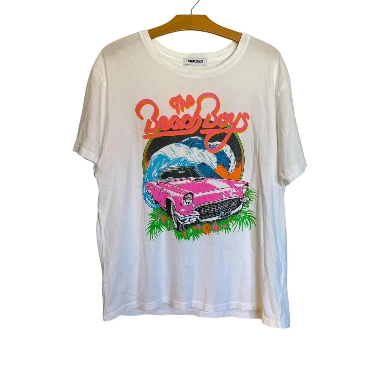 تي شيرت The Beach Boys Surf USA Boyfriend تي شيرت أبيض بجميع المقاسات S-5XL