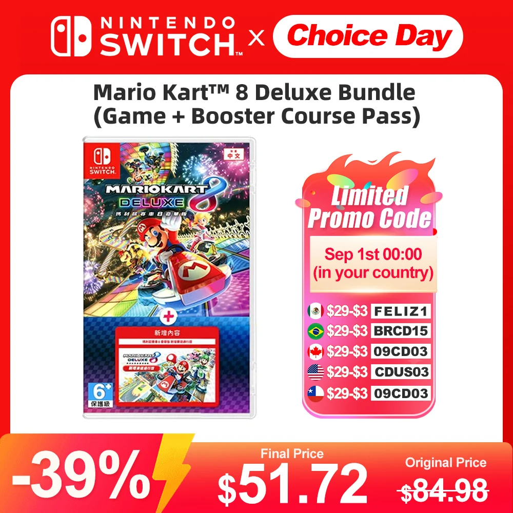 

Mario Kart 8 Deluxe Bundle (Game + Booster Course Pass) Nintendo Switch Game Deals 100% Original Physical Game Card for Switch