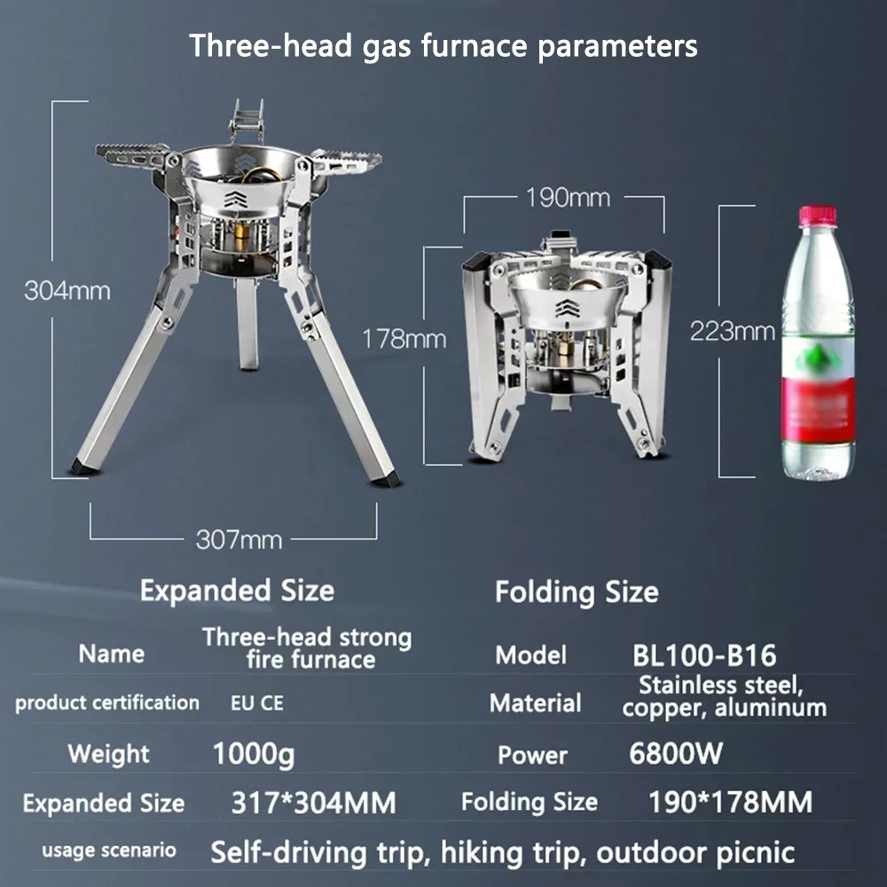 BULIN التخييم في الهواء الطلق EWPortable موقد غاز 6800 واط موقد نار قوي حفلة الأسرة السفر مخيم نزهة طباخ نظام للطي الموقد #6