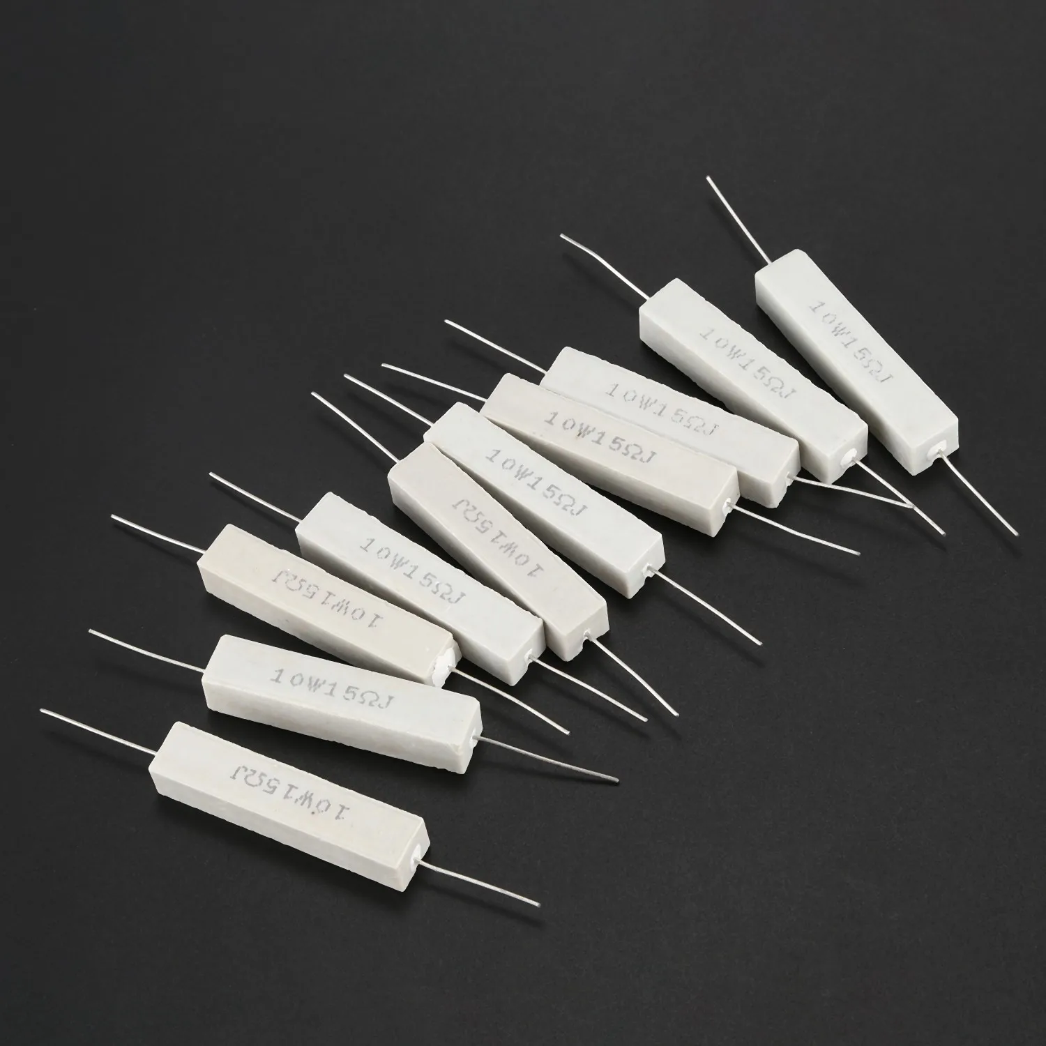 10 Pcs Fixed Ceramic Cement Resistors 15 Ohm 10W Watt 5%