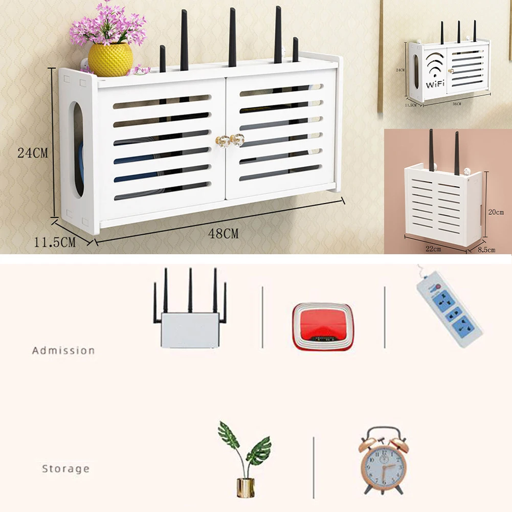 1Pcs Wall Mounted Router Rack Living Room Wall-Mounted WiFi Storage Box Wall Decoration Cable Power Bracket Organizer Box