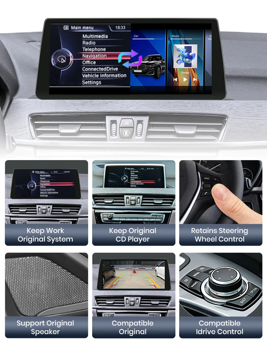 Junsun 12,3 zoll CarPlay Auto Radio Multimedia Für BMW X1 F48 X2 F49 2013-2020 NBT EVO System 4G WiFi Drahtlose Android Auto Stereo – Detail 7