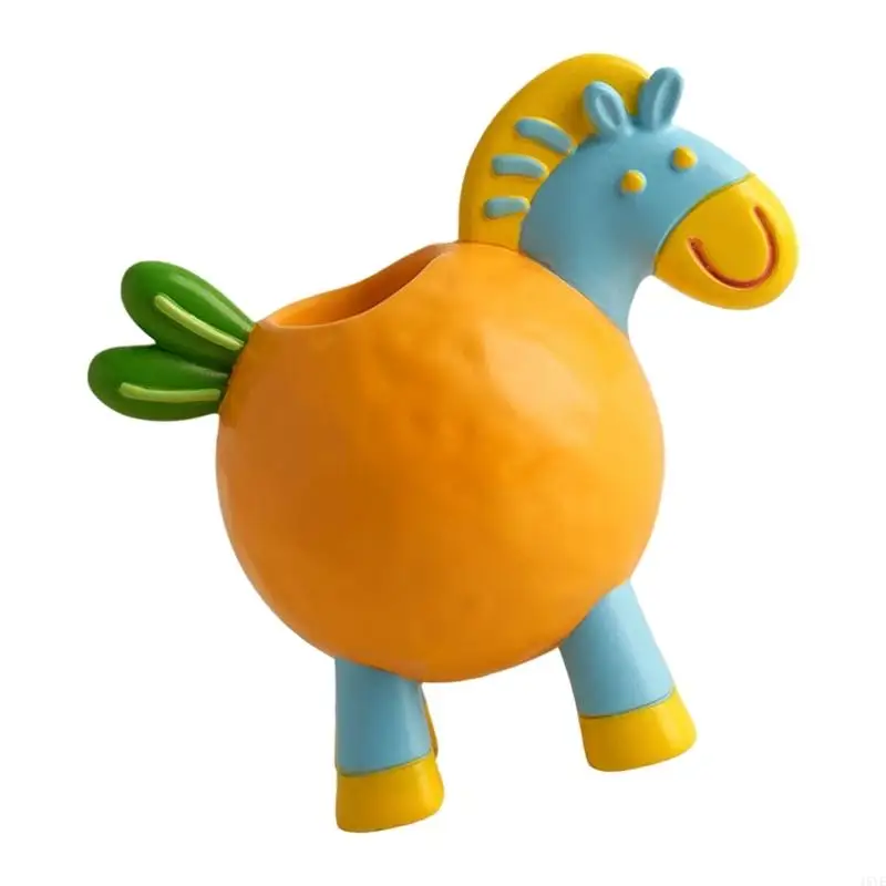 Cartoon Horse Resin Pen Cup Desk Pencil Organiser Makeup Brush Storage Container For Halloween Party Table Decoration