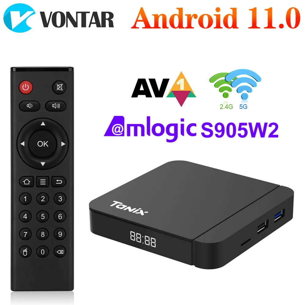 Tanix W2 Smart TV Box Android 11 Amlogic S905W2 4GB 64GB Obsługa AV1 Dual Wifi Odtwarzacz Multimedialny TVBOX Set Top Box 32GB 2GB 16GB