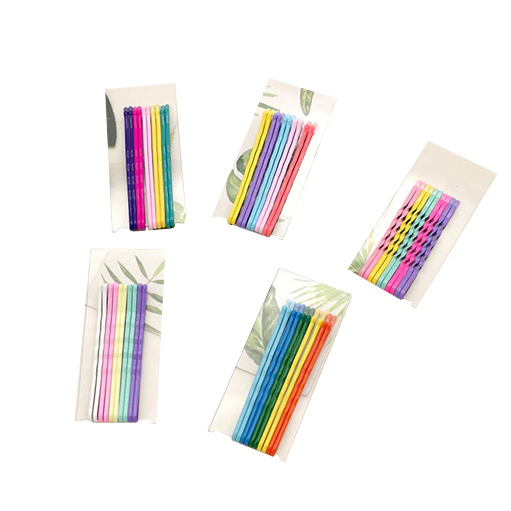 

50Pcs Wavy Rainbow Enamel Bobby Pins Strong Hold Metal Hair Clips for Women Stylish Candy Hairpins 5 Cards 10 Per Card Bulk Pack
