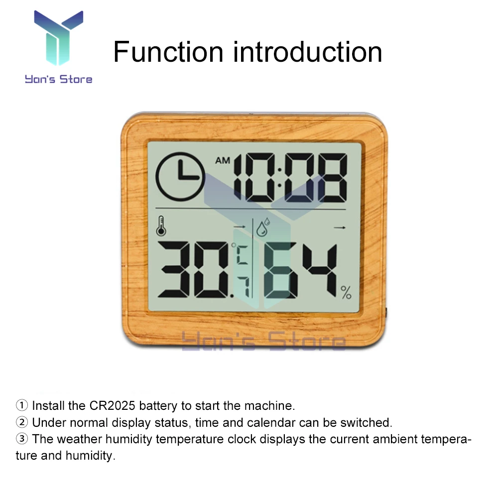 LCD Digital Clock Thermometer Hygrometer Meter LED Indoor Electronic Humidity Monitor Clock Desktop Table Clocks For Home