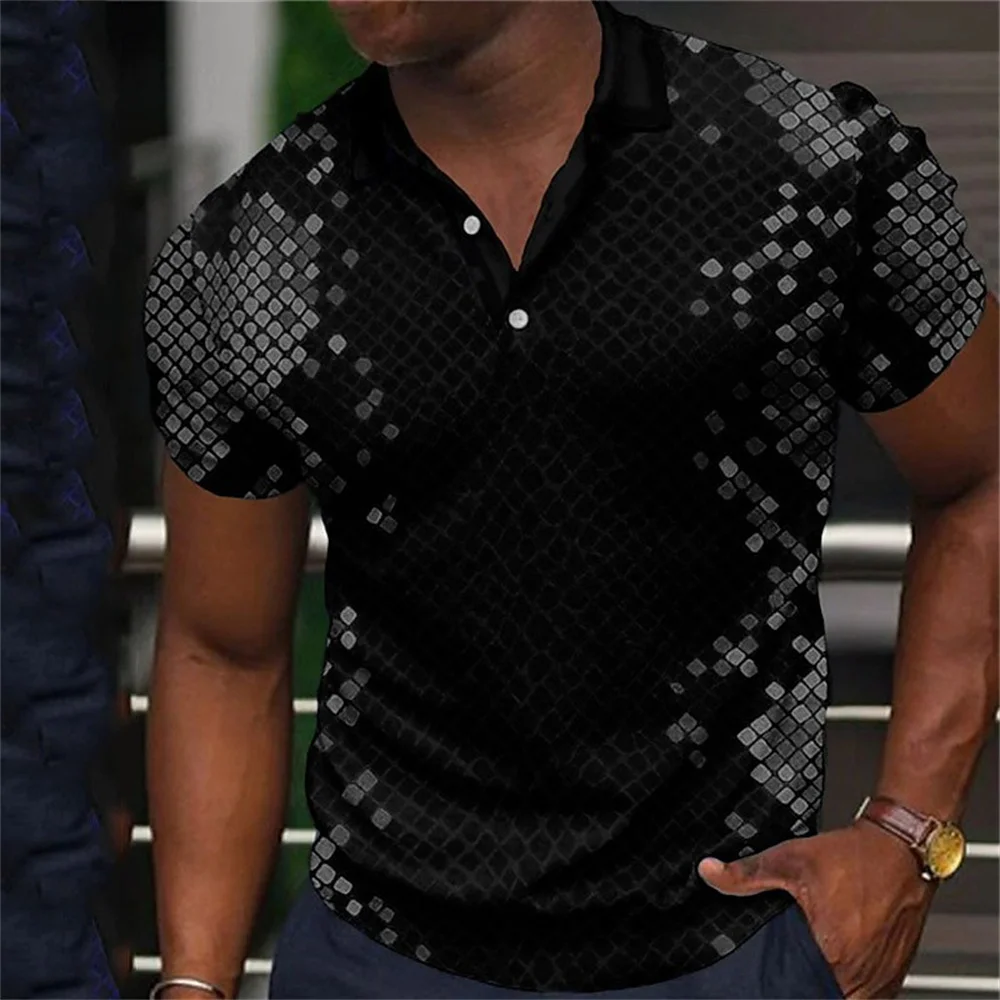 Fashion Men'S Polo 3d Fish Scale Print Oversized Shirt High-Quality Sportswear Soft Tops Men Clothing Street Casual Short Sleeve