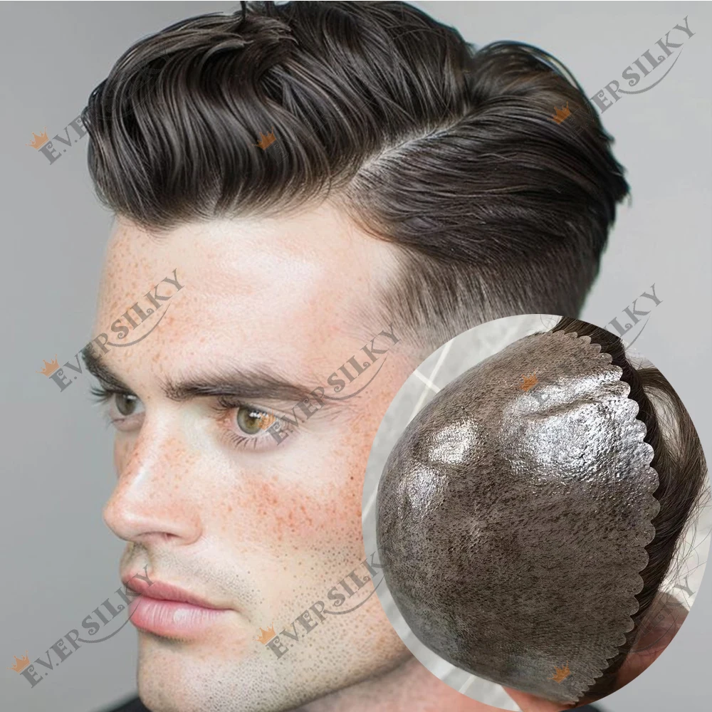 

Незаметный мужской парик-накладка Microskin коричнево-серый 1B20 1B50, прочный, с тонкой основой, из натуральных волос, полностью на полиуретановой основе, недорогой капиллярный протез
