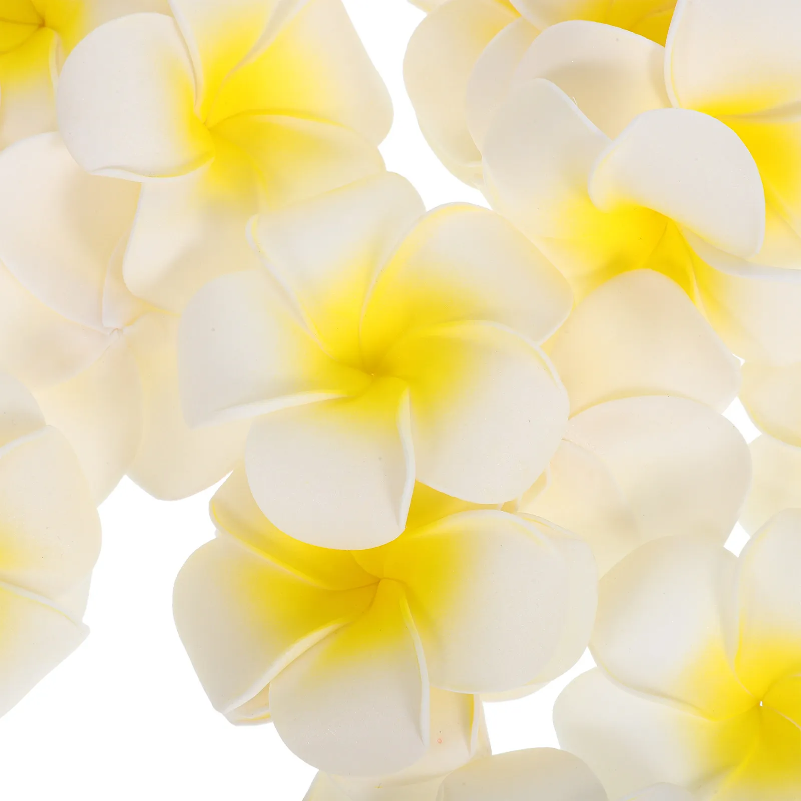 50Pcs Hawaiian Plumeria Artificial Flowers Realistic Eva Tropical Faux Blooms for Hair Wreaths Floral Decor Beach Wedding DIY