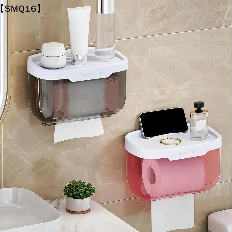 Wall Mounted Tissue Box Waterproof Design Top Storage Shelf For Bathroom Kitchen Home Use【SMQ】