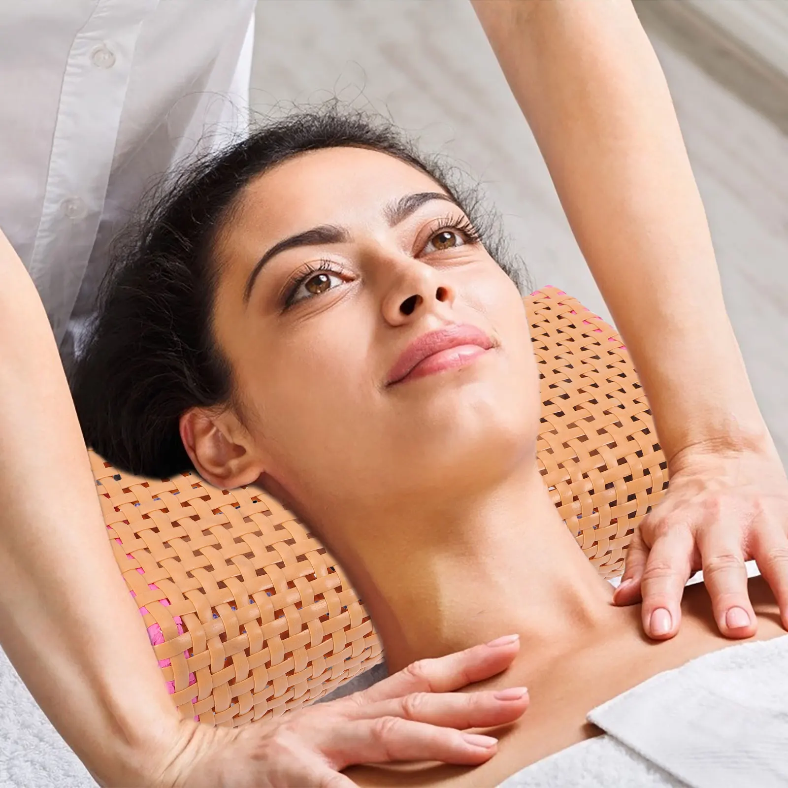 

Woven Bamboo Neck Pillow Cooling and Breathable Design Orthopedic Support for Spine Alignment Ideal for Home and Senior Use