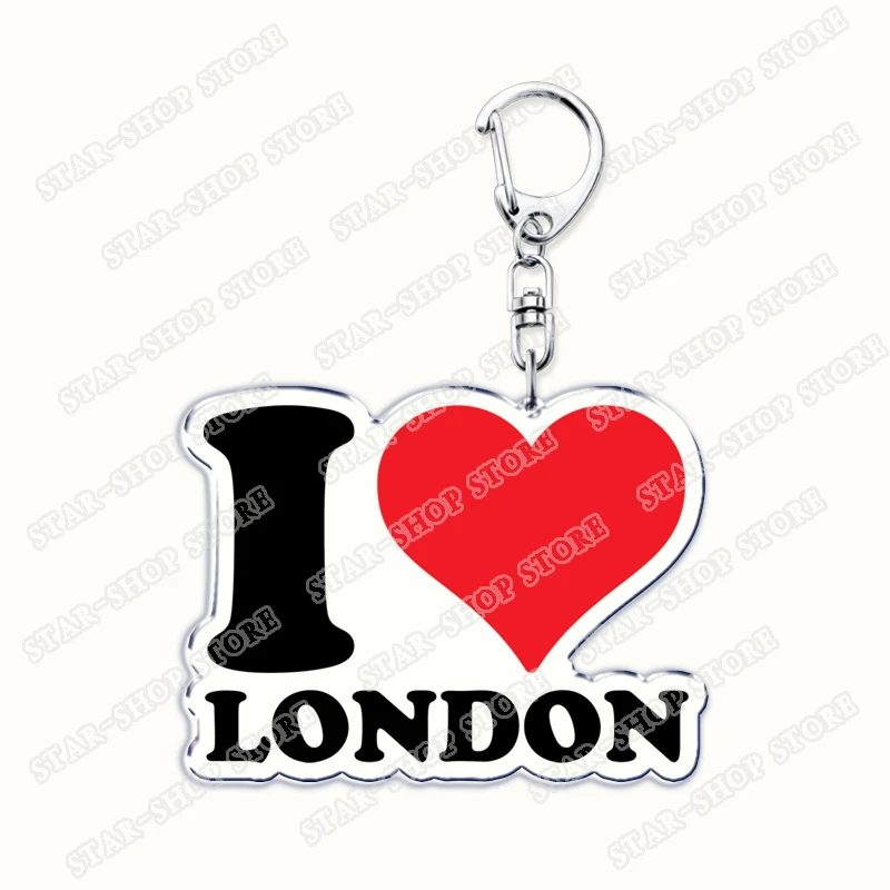 I Love London United Kingdom Keychain Accessories Bag UK England British Big Ben Keyrings Jewelry Fans Freinds Gifts