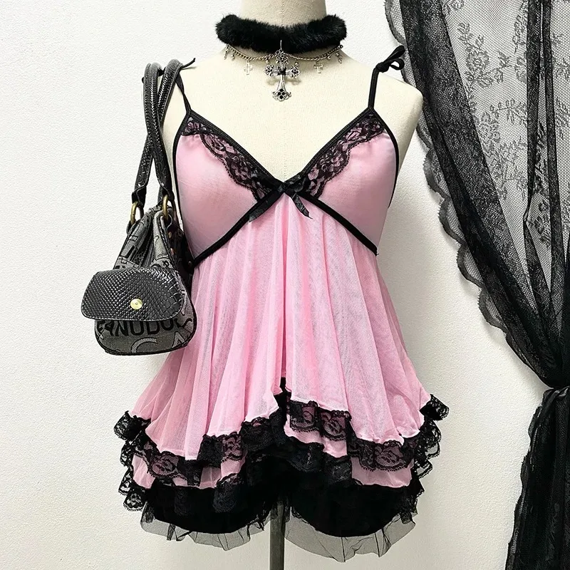 

Unique Harajuku Mesh yarn Rock Goth Y2k Tank Top 2000S Hiphop CozyFit​ Vest Vintage Punk Sleeveless Top Chic Streetwear Crop top