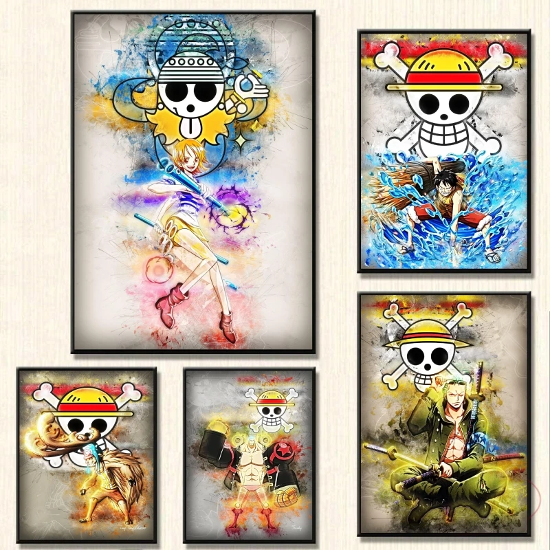 

Japan Anime One Piece Canvas Hd Print Painting Nami Luffy Cartoon Character Classic Decorative Painting Room Home Wall Sticker