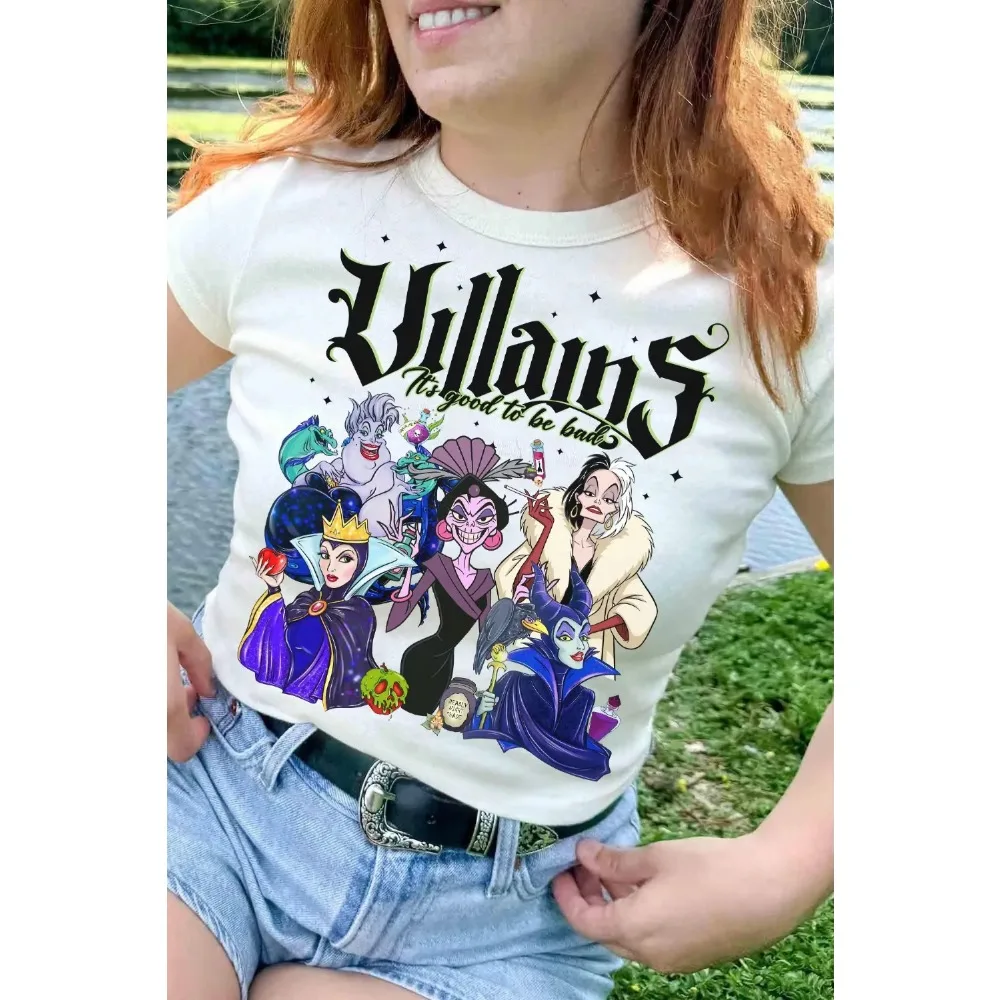 تي شيرت كلاسيكي لأشرار ديزني جيد أن تكون سيئة للهالوين تي شيرت Maleficent Ursula Evil Queen Cruella رحلة الأشرار النسائية للفتيات