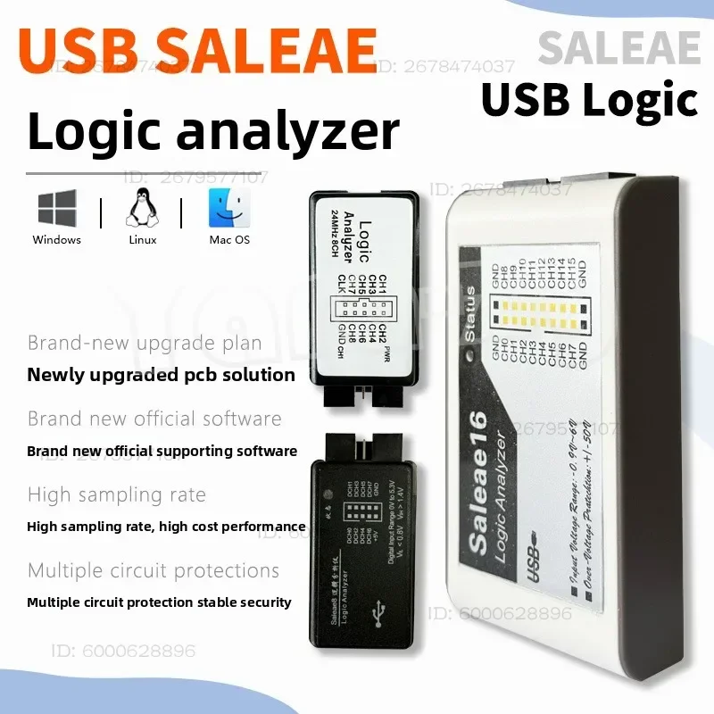 Stable Logic Analyzer Saleae Logic16-channel 8-channel FPGA Debugging 100M Digital Signal Oscilloscope 007