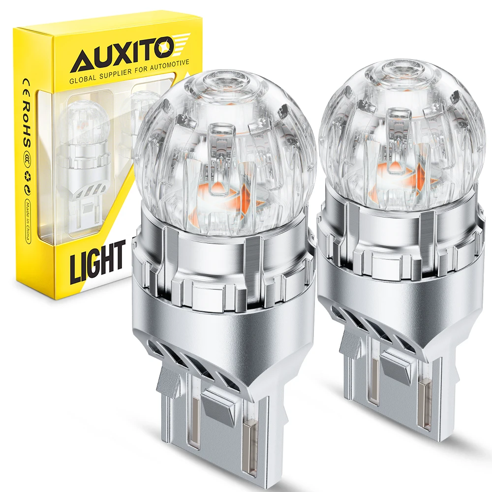 2Pcs AUXITO W21W WY21W LED T20 7440 Amber For Auto 12V Turn Signal Lights Indicator Bulbs 360 Degree Error Free In Turn Lamps