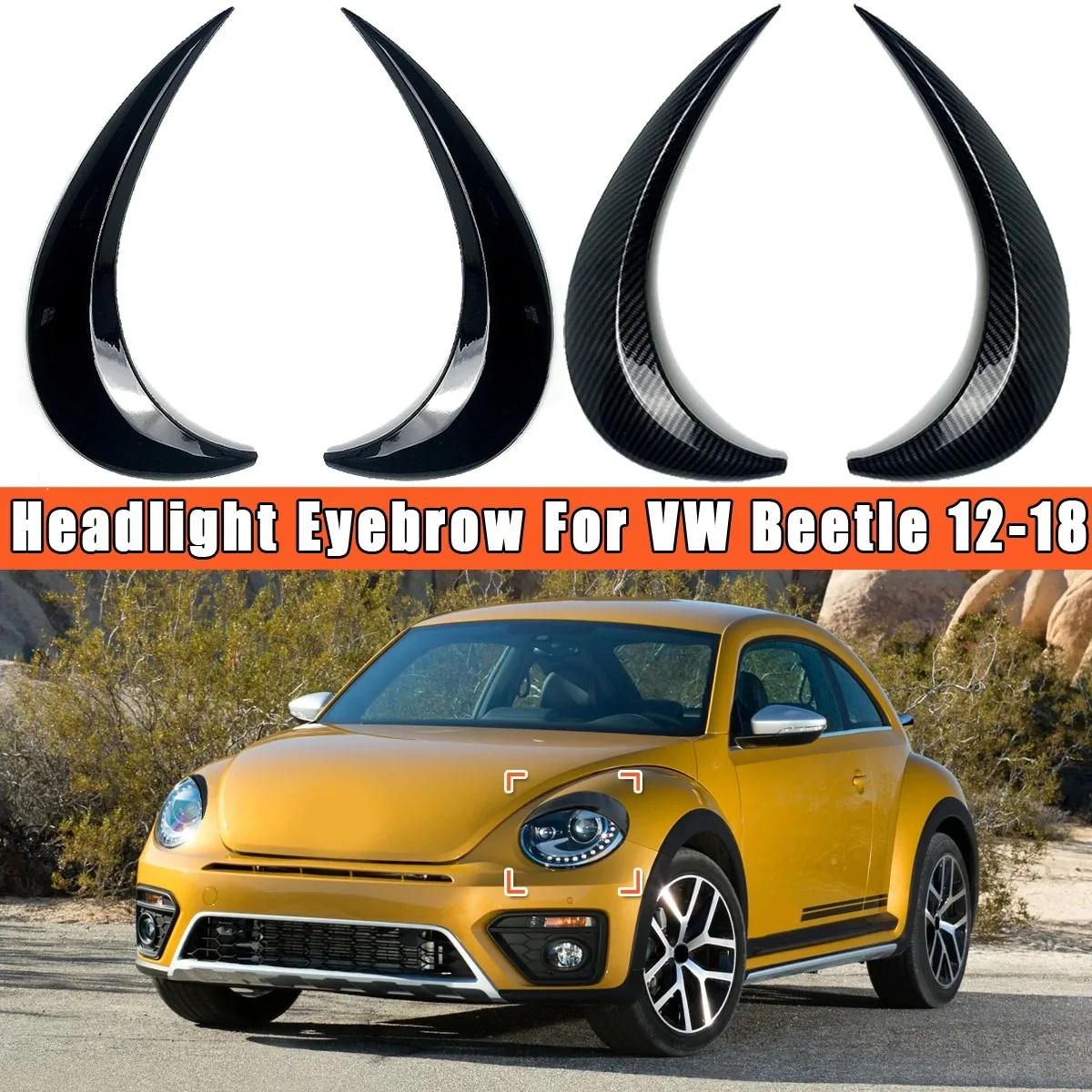 

Pair Car Headlight Eyebrows Headlamp Eyelid Cover Trim For VW Beetle 2012-2018 Auto Accessories