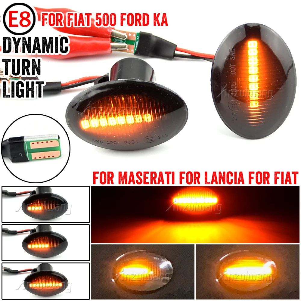 

2Pcs Car Side Marker Lights Turn Signal For FIAT 500 500C 500L LED Dynamic T10 Lamps For Abarth 500 595 695 Car Fender Lights