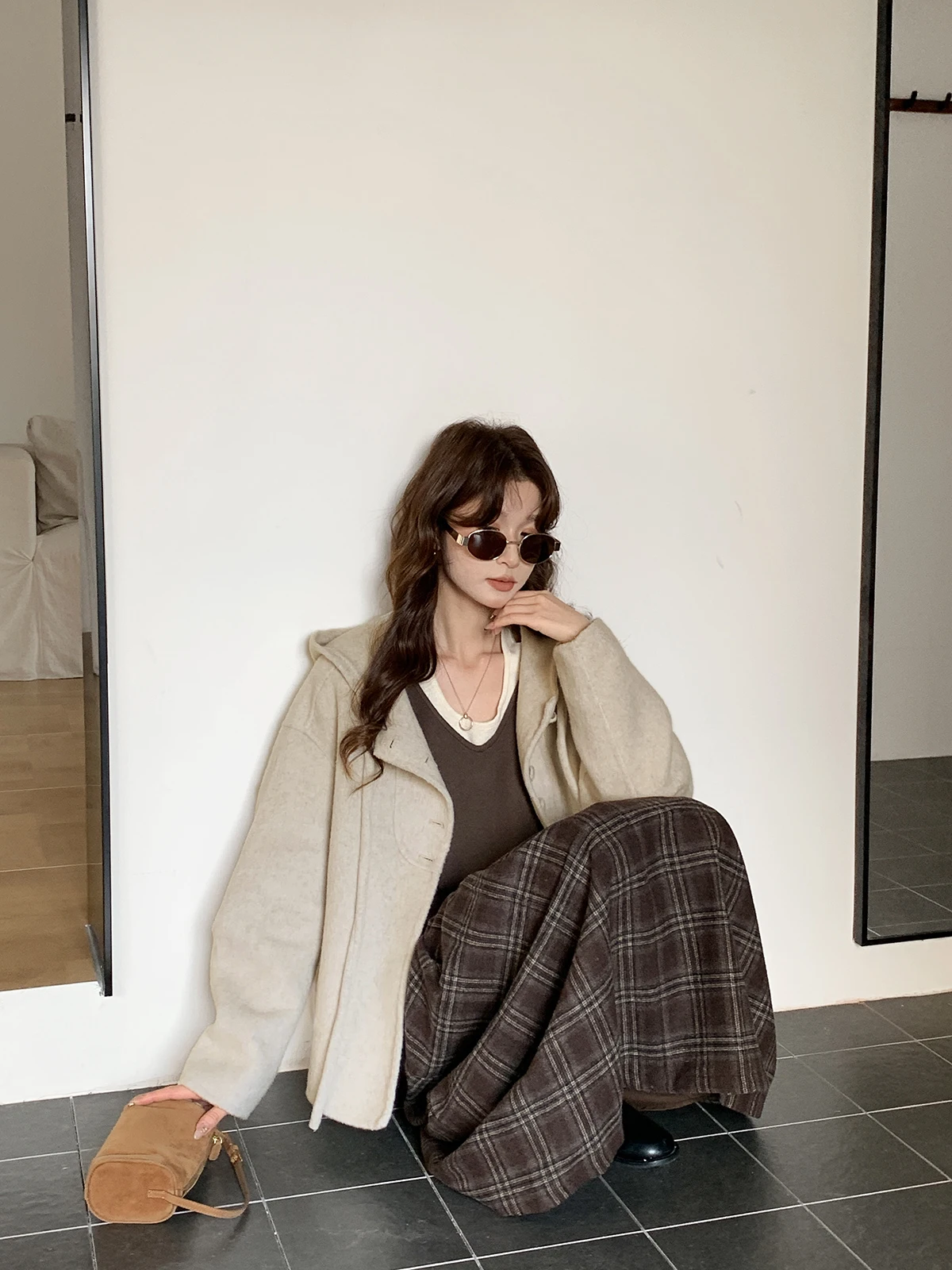 

Korean Girls Winter Thiened Woolen Coat ort Sle Warm Hatted Women's Faion Outerwear Classic Loose Fit Sle