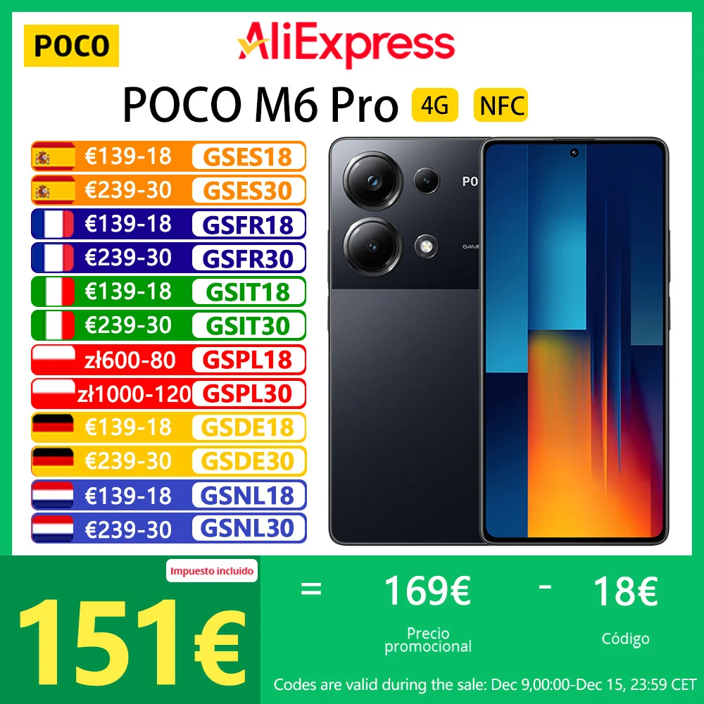 POCO M6 Pro 4G, teléfono inteligente, NFC, Helio G99-Ultra, AMOLED de flujo de 120 Hz, cámara de 64MP, carga de 67 W, 5000 mAh, garantía local,