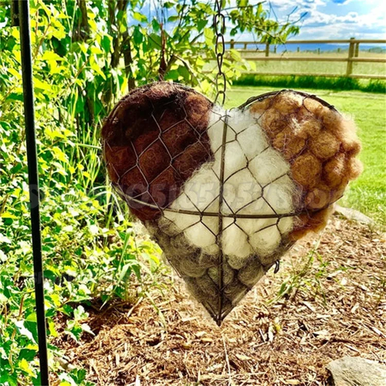 

Handmade Fiber Bird Nesting Heart, Refillable Birds Haven Heart Shape Hummingbird Nesting Winter Fowl Gifts for Home & Garden