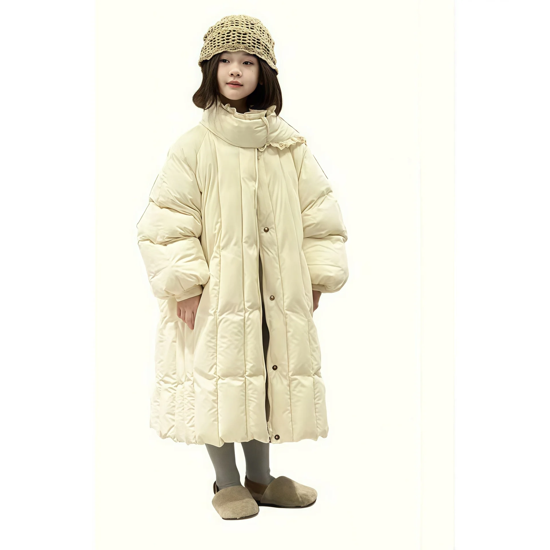 

YBFSKID зимние детские парки для девочек, детская водолазка для девочек, плотная теплая верхняя одежда, пальто, свободная однотонная длинная куртка на молнии для маленьких девочек