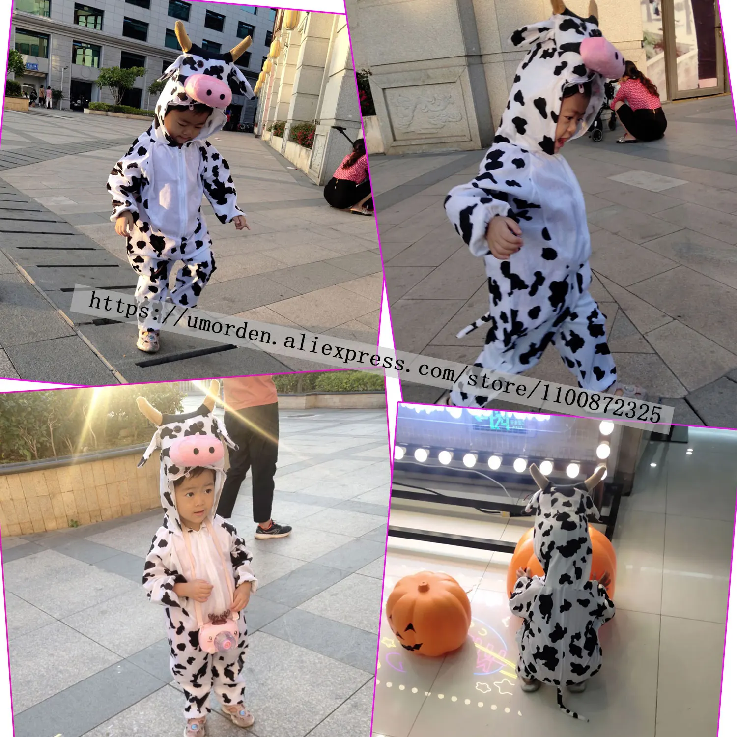 Umorden Children Kids Toddler Cartoon Animal Milk Cow Costume Performance Jumpsuit Halloween Costumes for Boy Girl