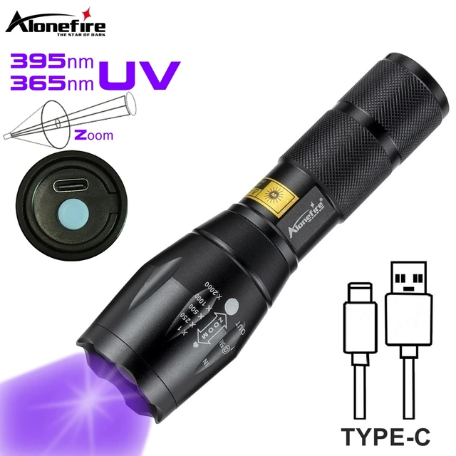 Zoom 365/395nm latarka UV Usb akumulator jasny ultrafioletowy kot pies zwierzęta skorpion pieniądze ruda wycieka fluorescencyjne światło kontrolne