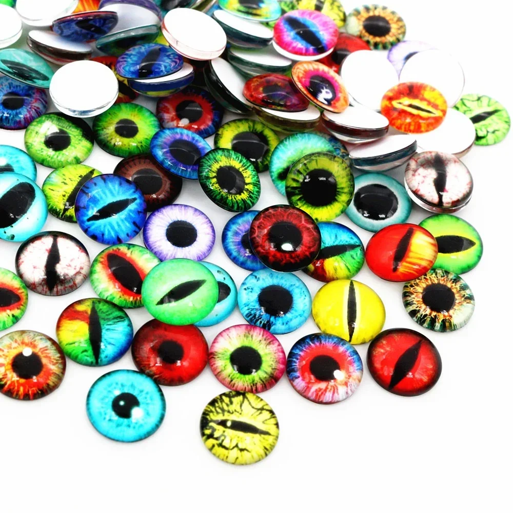 100pcs 50 pairs Dragon Eyes Cat Eye Toys 6mm 8mm 10mm 12mm Handmade Photo Glass Cabochons DIY Making Accessories