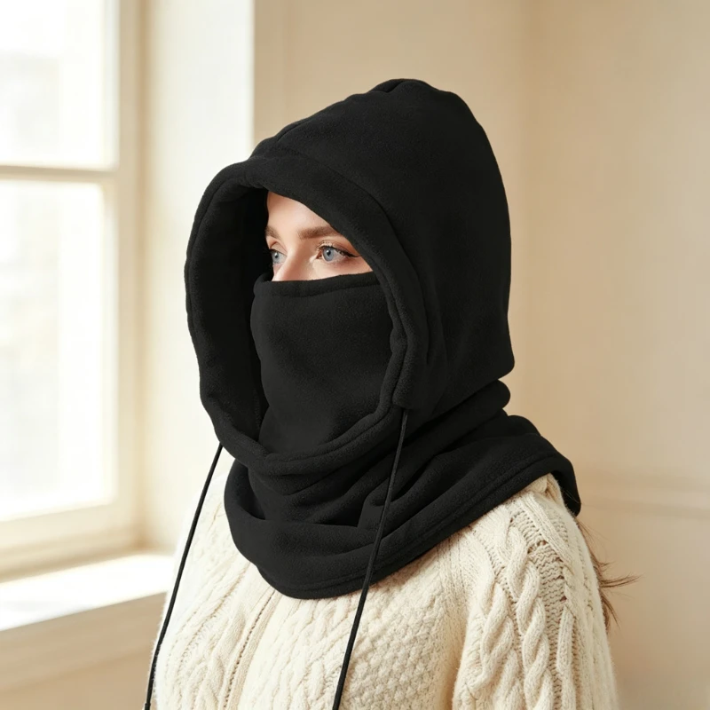 1-piece set of women's balaclava hat for winter outdoor cycling, hat for skiing, warm and plush thick neck mask