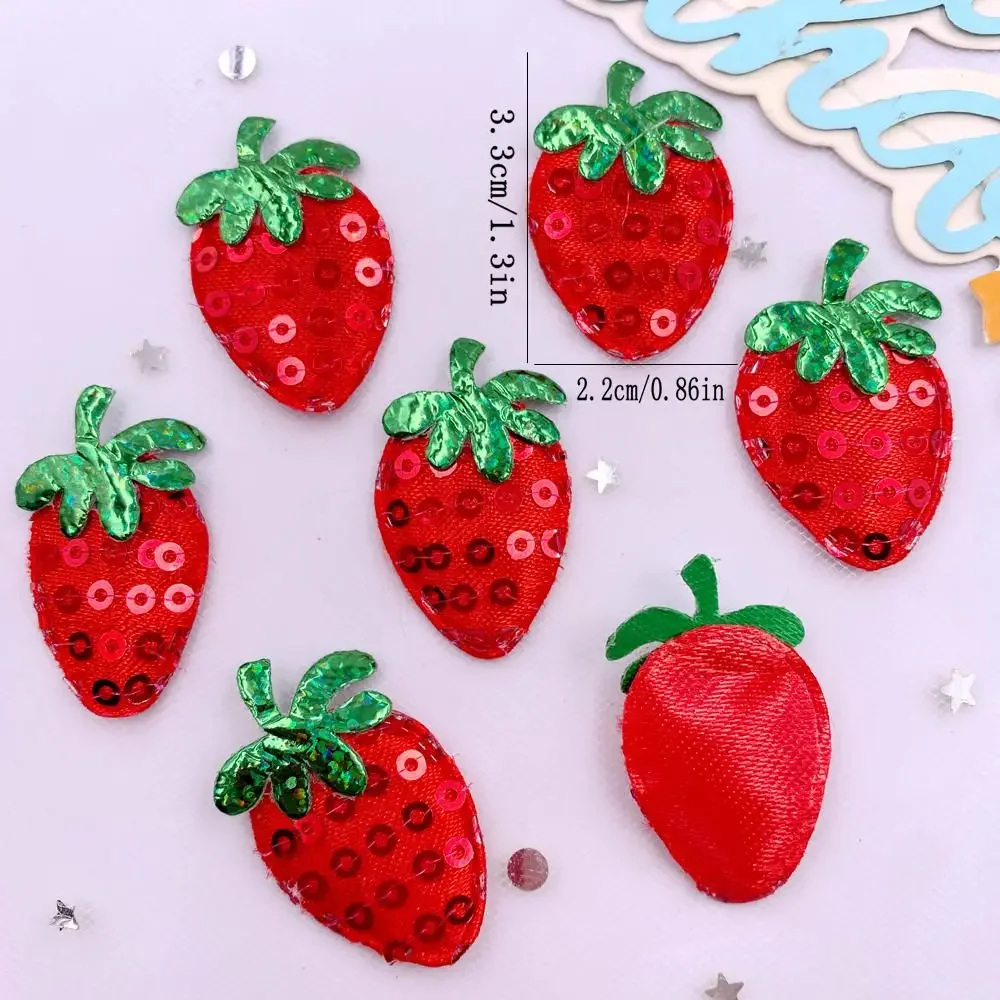 20pcs Colorful Glitter 3D Padded Felt Cartoon Strawberry Patch Applique Sewing Christmas Decor DIY Hair Clip Bow Crafts Supplies