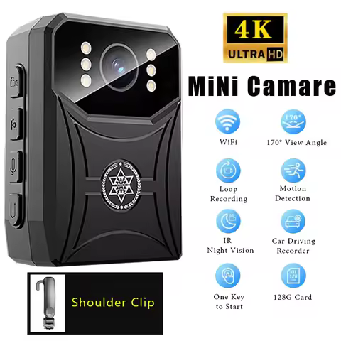 4K HD Mini Camera WIFI Connection Infrared Night Vision Police Body Camera Waterproof Portable Cam Small Digital Video Recorder
