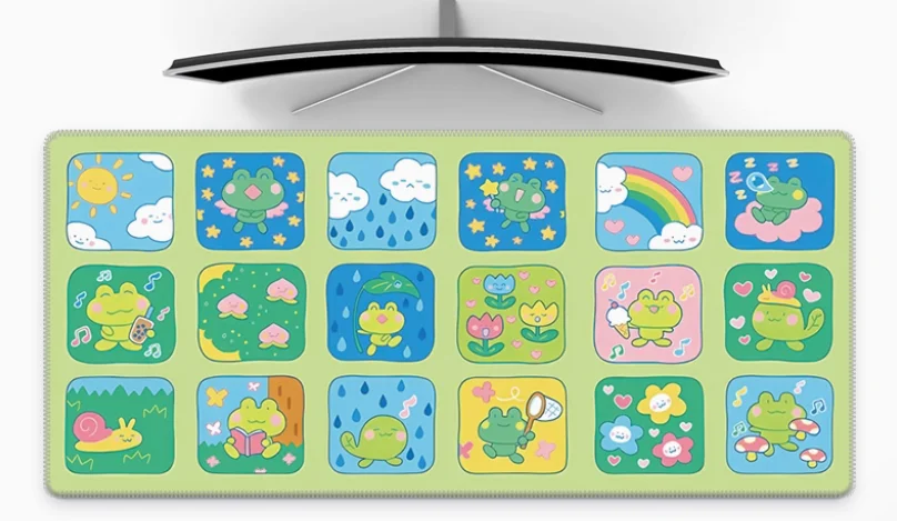 Cute Kawaii Frog Mouse Pad Super Large Waterproof Silk Smooth Student Desk Mat Natural Rubber Mausepad Table Gamer Accessories