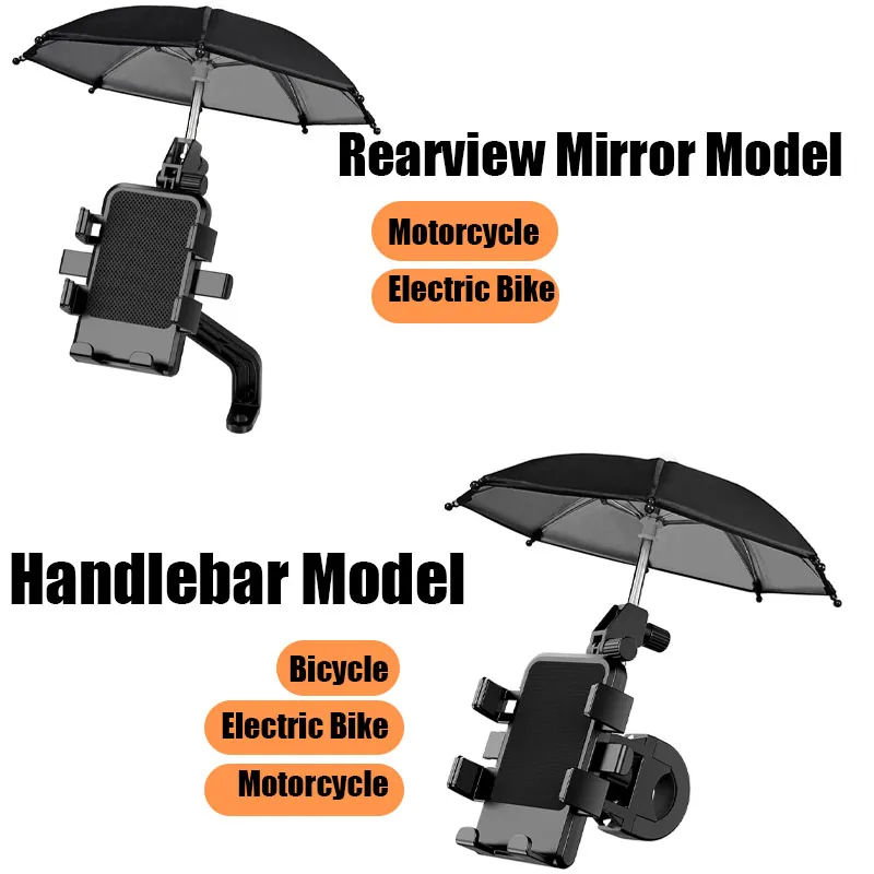 

Motorcycle Mobile Phone Holder Stand Rain Proof and Sun Shading Bicycle Stand Umbrella Shaped for 5-7.2inch Cell Phone